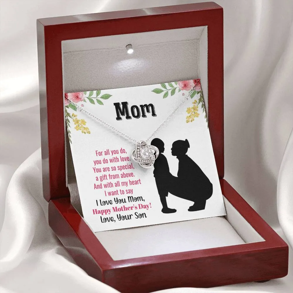 I Love You Mom Love Knot Necklace