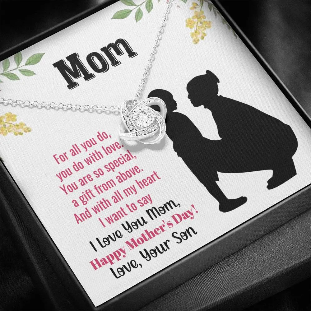 I Love You Mom Love Knot Necklace