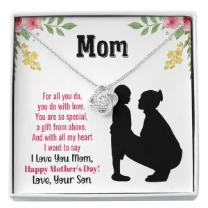 I Love You Mom Love Knot Necklace