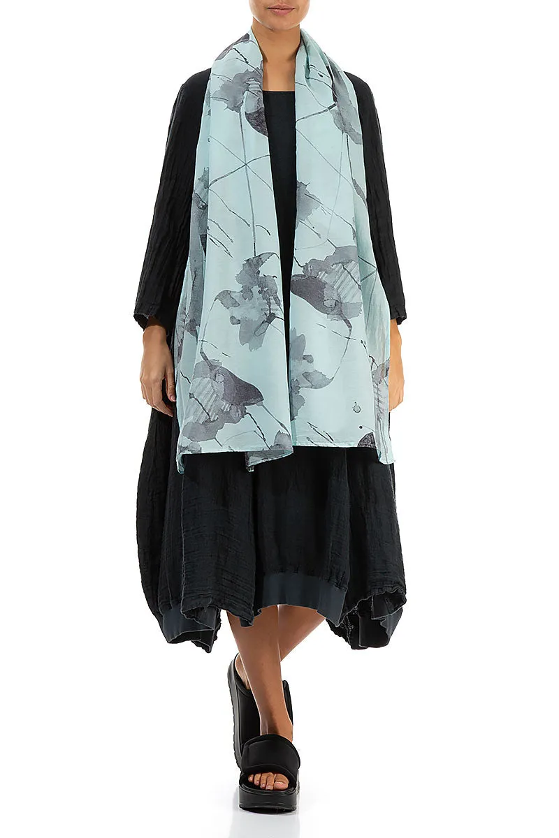 Ice Blue Mirage Silk Cotton Scarf