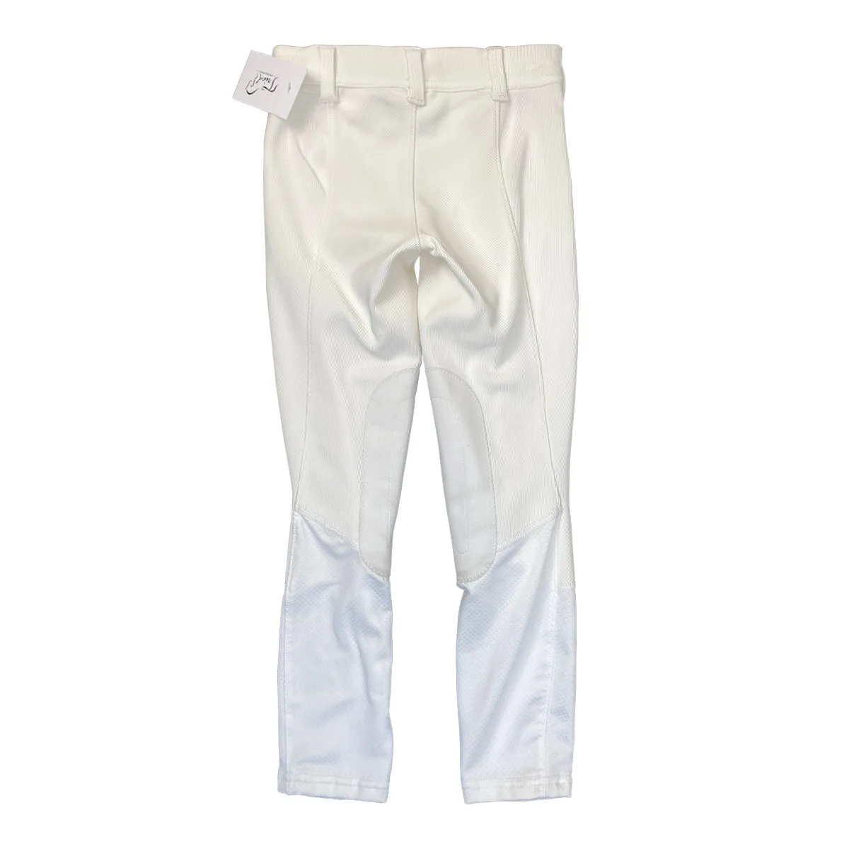 Irideon 'Cadence' Stretch-Cord Knee Patch Tights in White - Children's Small