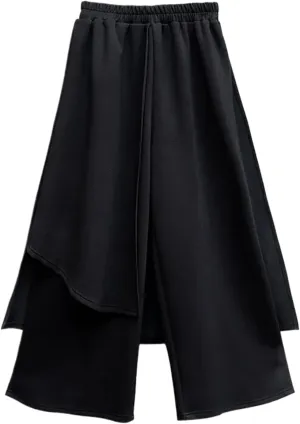 Irregular Spliced High Waist Wide Leg Pants Women Spring Autumn Casual Loose Vintage Trousers
