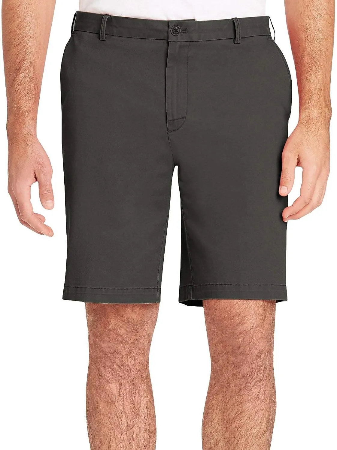 IZOD Mens Slim Fit Solid Chino Shorts 40W Asphalt Grey
