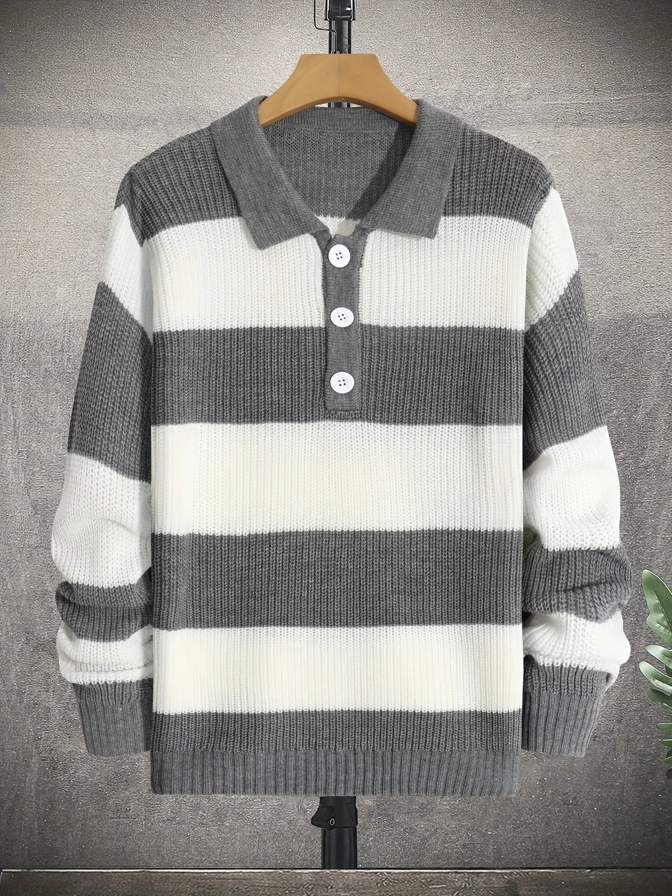 JANLUX | Striped Knitted Pullover with Long Sleeves Sweater