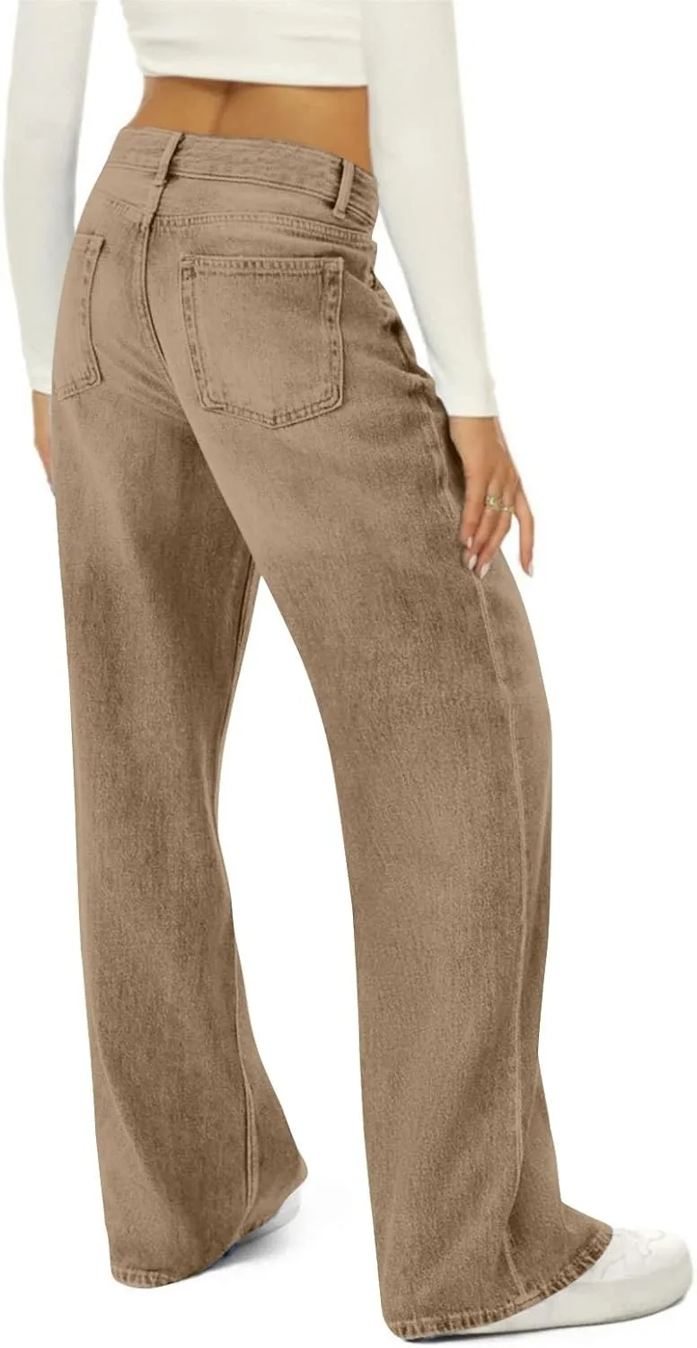 Jeans for Women, Jeans Women Stretchy Trendy Plus Size Baggy Trousers Low Rise 2025 Straight Leg Summer