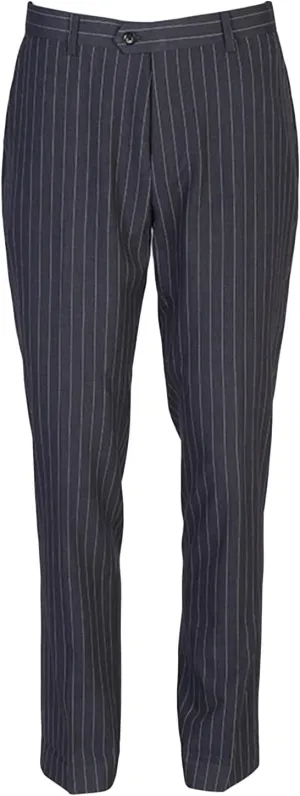 JEShifangjiusu Mens Casual Stripe Cotton Pants Fashion Retro Tapered Stretch Pant Slim Fit Business Dress Chino Pants, Grey, 38