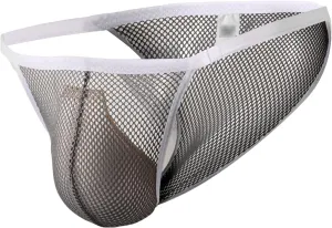 JEShifangjiusu Men's See Through Fishnet Bikini Briefs Low Rise Panties Underwear Sexy Mesh Sissy Thongs Lingerie