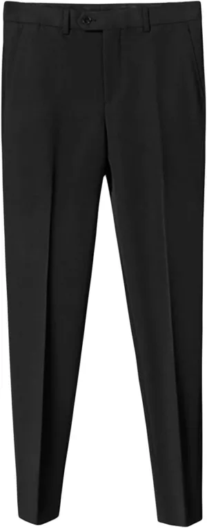 JEShifangjiusu Men's Stretch Dress Pants Slim Fit Skinny Suit Pants Casual Fashion Retro Tapered Business Dress Chino Pants (38,Black), Black, 38