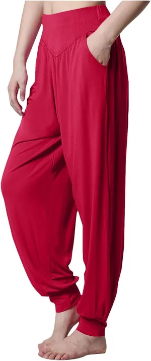 JIEMUXIU Harem Pants Women High Waist Boho Wide Leg Pants Casual Baggy Sweatpants 2024 Summer Trousers Comfy Louge Pants