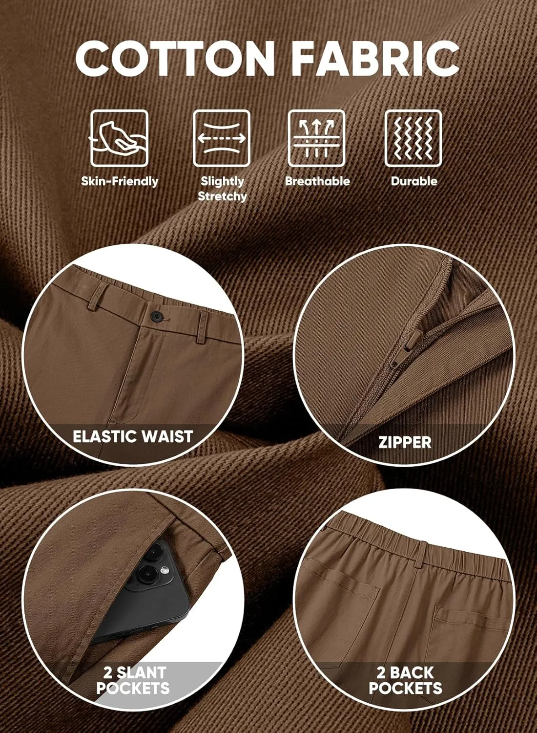 JMIERR Men's Classic-Fit 7" Chino Short Summer Stretch Waist Cotton Twill Casual Dress Shorts with Pockets