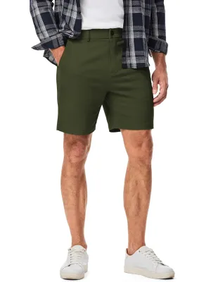 JMIERR Men's Classic-Fit 7" Chino Short Summer Stretch Waist Cotton Twill Casual Dress Shorts with Pockets