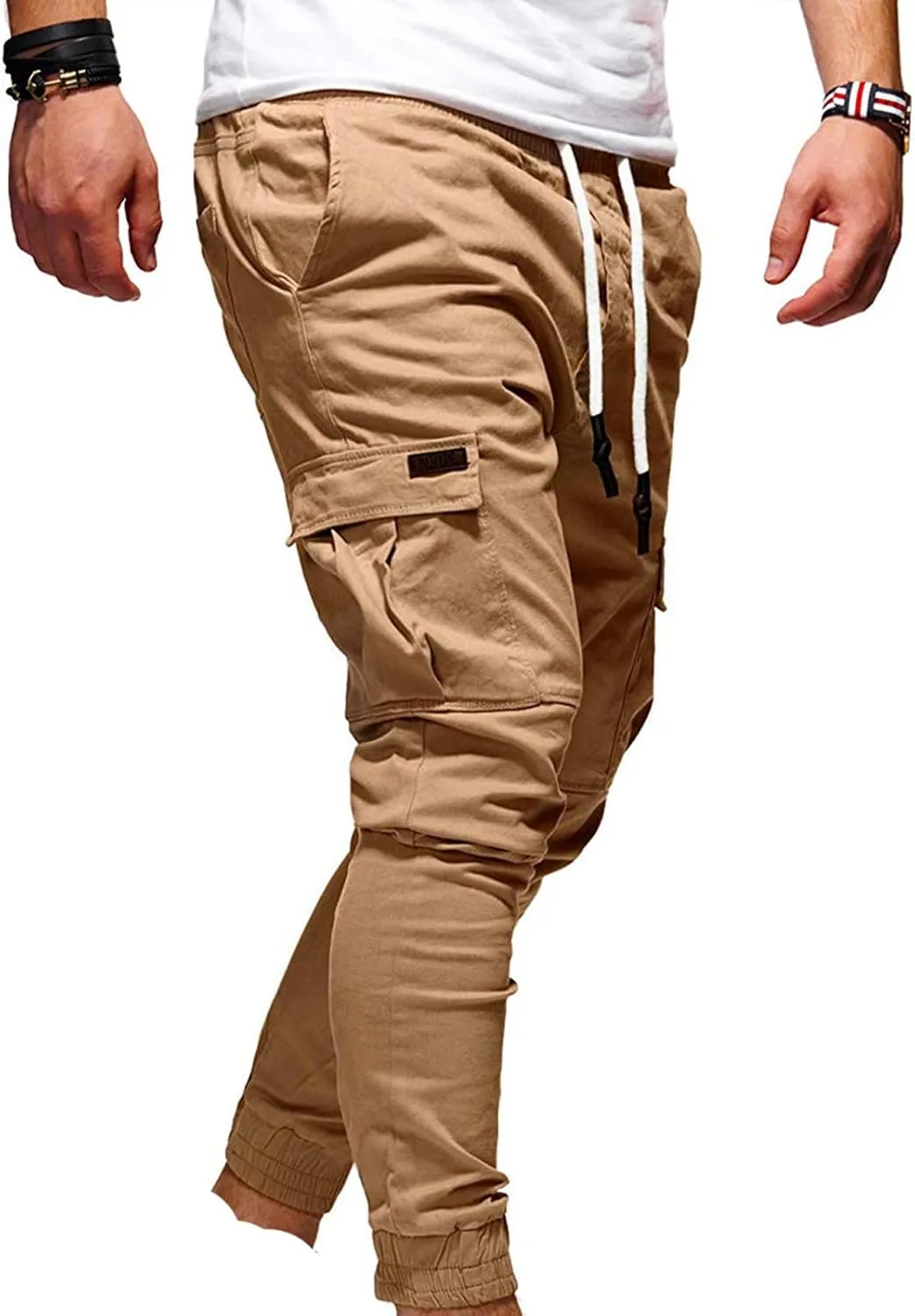 Joggers Trackpants for Men, Casual Solid Slim Fit Cargo Pant Novelty Going Out Hiking Trousers with Pokets