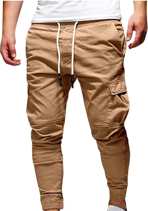 Joggers Trackpants for Men, Casual Solid Slim Fit Cargo Pant Novelty Going Out Hiking Trousers with Pokets