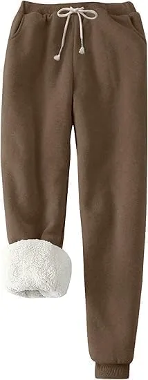 jovati Women's Winter Warm Fleece Jogger Pants Sherpa Lined Sweatpants Track Pants Athletic Active Lounge Pants