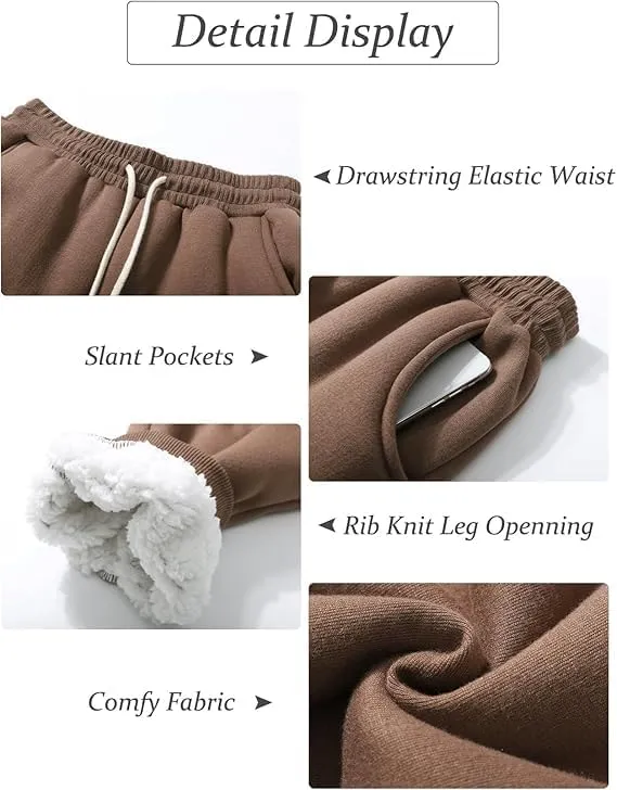 jovati Women's Winter Warm Fleece Jogger Pants Sherpa Lined Sweatpants Track Pants Athletic Active Lounge Pants