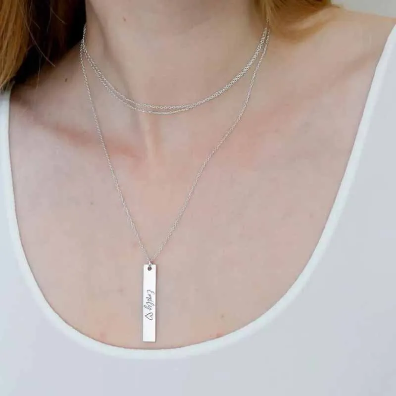 Keep Memories Couple Lover Name Pendant Chain Necklace