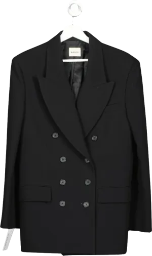 Khaite Black The Tanner Double-breasted Virgin Wool Blazer UK XS/S