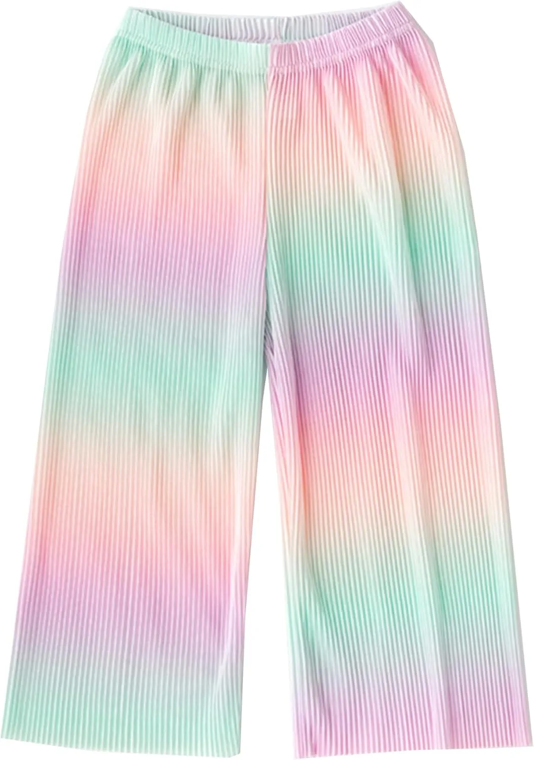 Kiench Girls Wide Leg Palazzo Pants Pleated Silky Flowy Trousers Cute Print