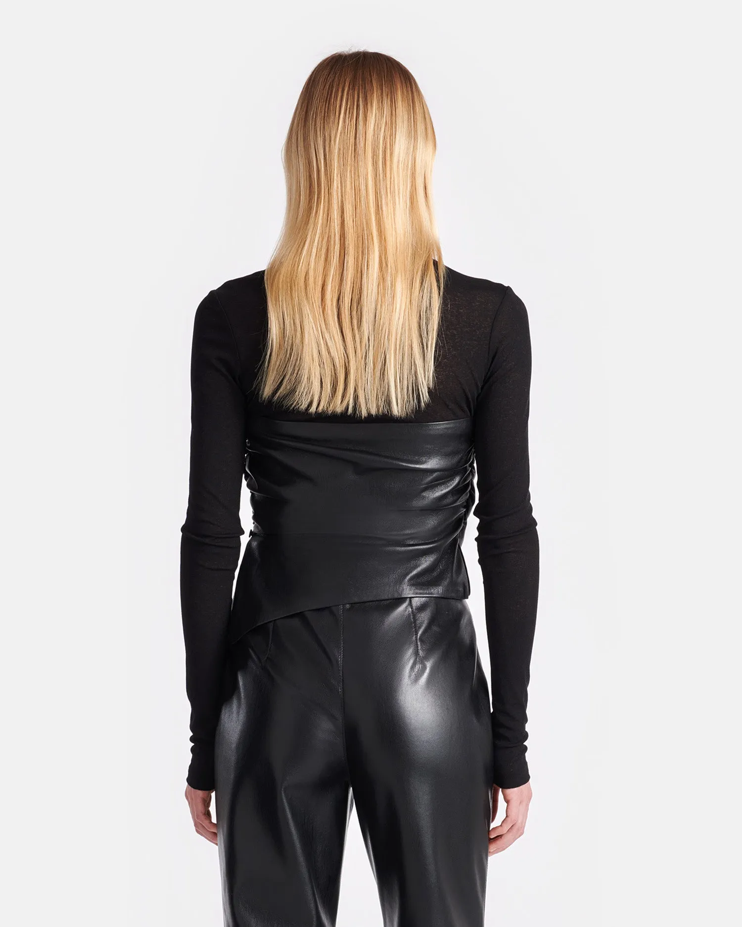 Kynlee - Mesh Jersey And Okobor Alt-Leather Top - Black