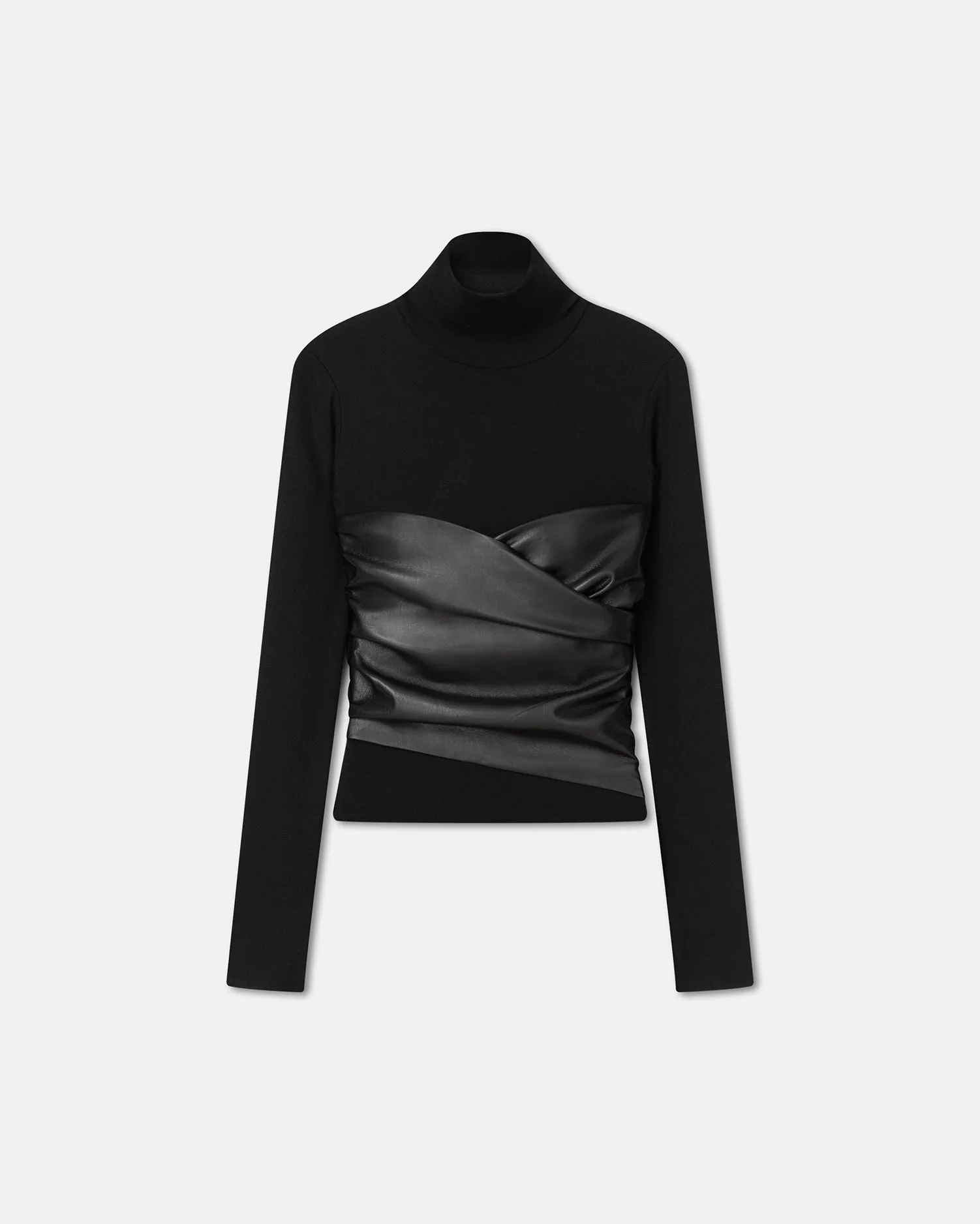 Kynlee - Mesh Jersey And Okobor Alt-Leather Top - Black