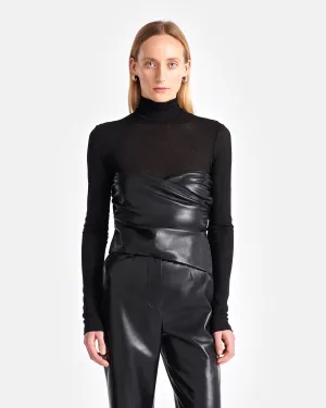 Kynlee - Mesh Jersey And Okobor Alt-Leather Top - Black