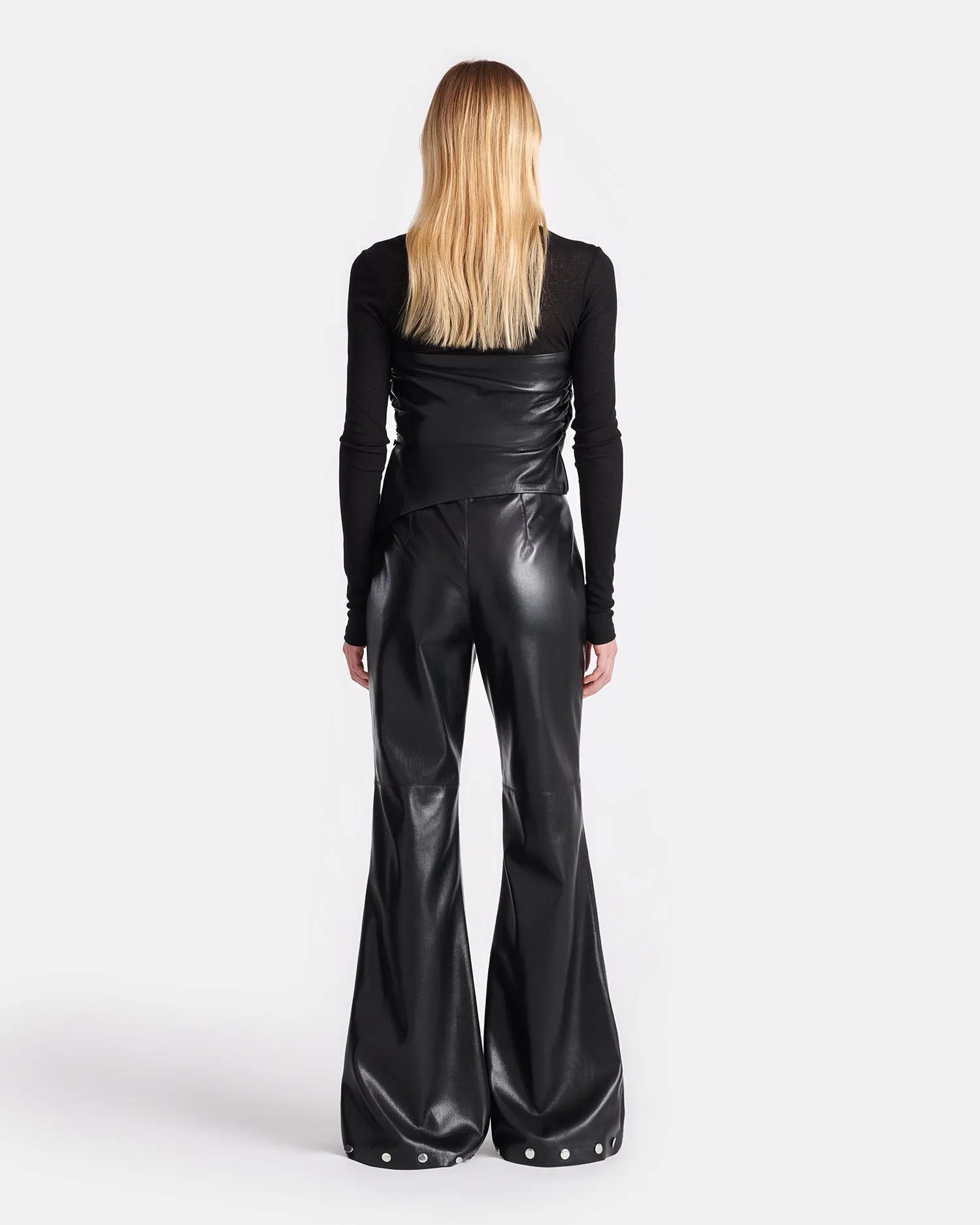 Kynlee - Mesh Jersey And Okobor Alt-Leather Top - Black