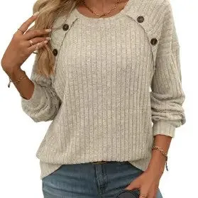 Laid Back Elegance Plus Taupe Crew Neck Sweater (Size 2X)