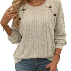 Laid Back Elegance Plus Taupe Crew Neck Sweater (Size 2X)