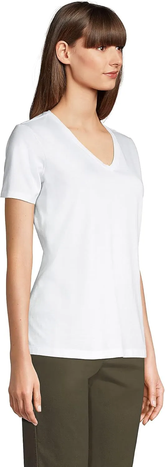 Lands' End Women's Relaxed American-Grown Supima Cotton V-Neck T-Shirt