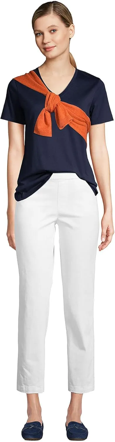 Lands' End Women's Relaxed American-Grown Supima Cotton V-Neck T-Shirt