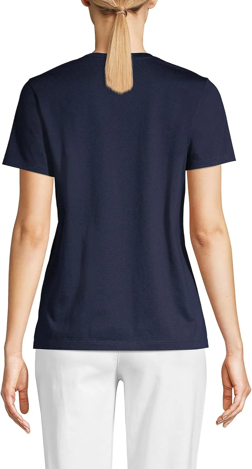 Lands' End Women's Relaxed American-Grown Supima Cotton V-Neck T-Shirt