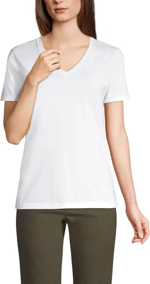 Lands' End Women's Relaxed American-Grown Supima Cotton V-Neck T-Shirt
