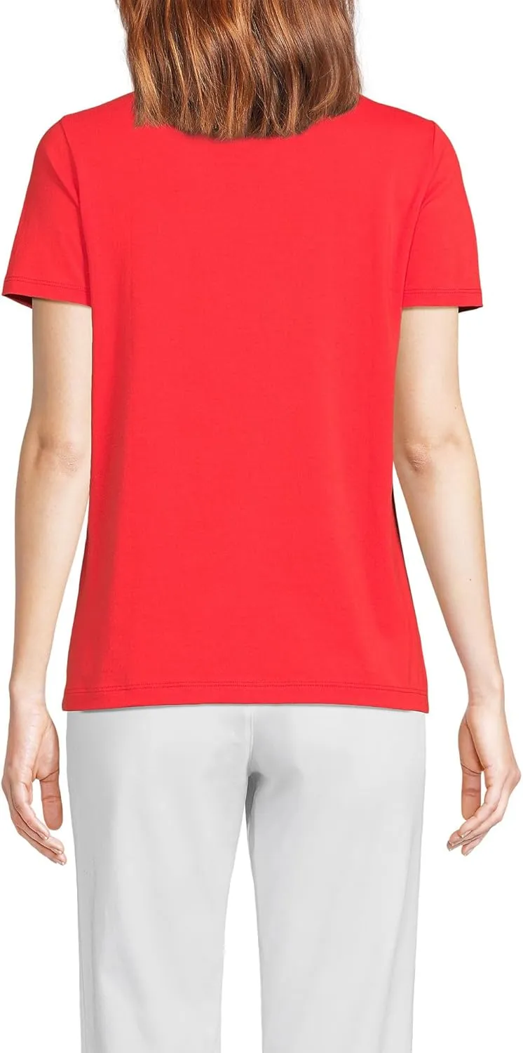 Lands' End Women's Relaxed American-Grown Supima Cotton V-Neck T-Shirt