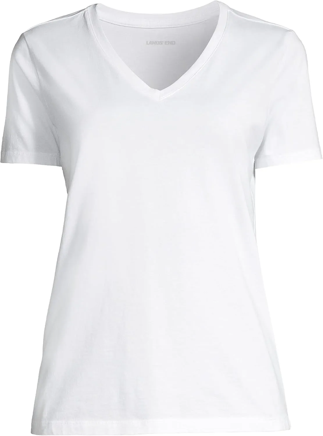 Lands' End Women's Relaxed American-Grown Supima Cotton V-Neck T-Shirt