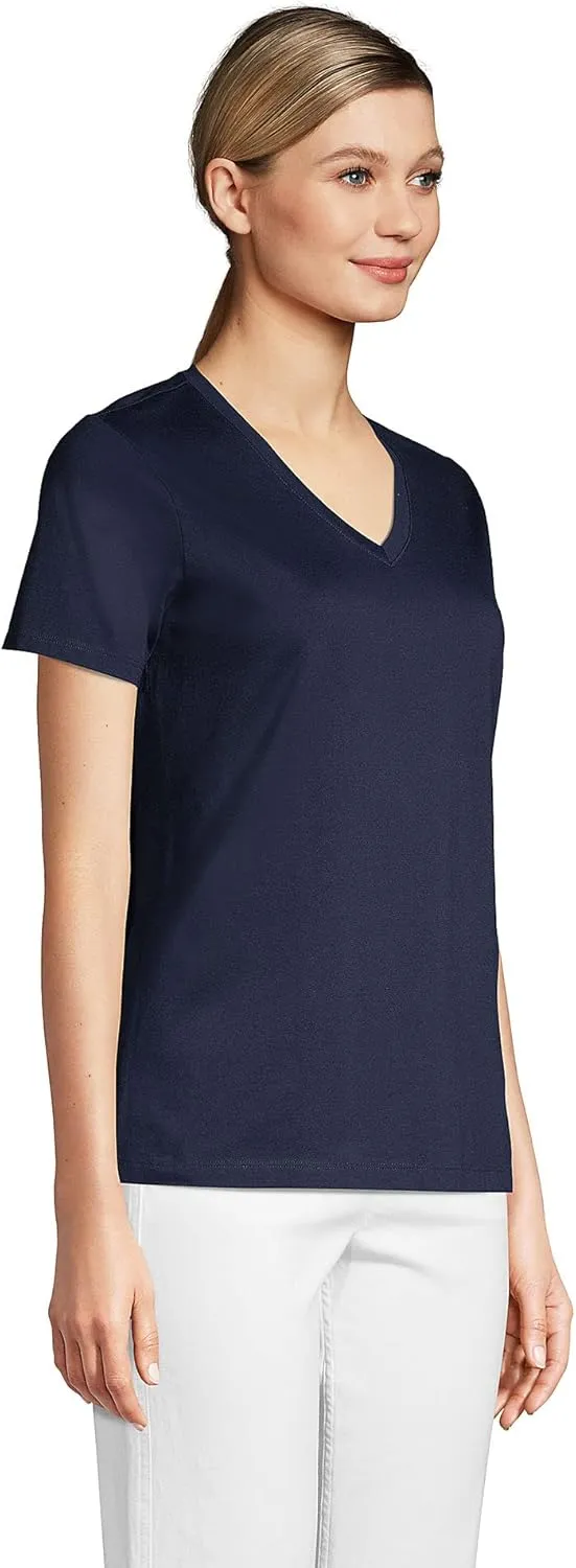Lands' End Women's Relaxed American-Grown Supima Cotton V-Neck T-Shirt