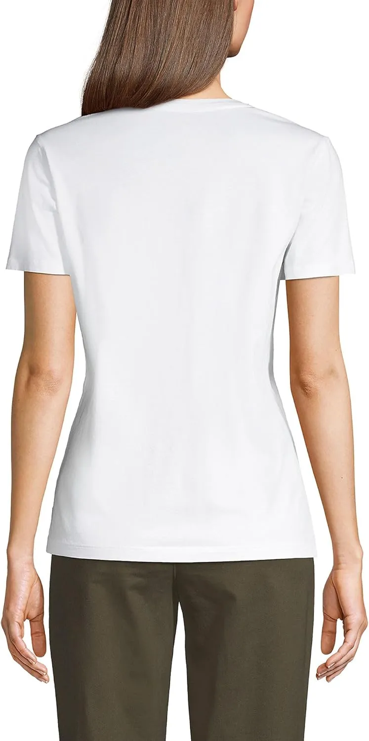 Lands' End Women's Relaxed American-Grown Supima Cotton V-Neck T-Shirt