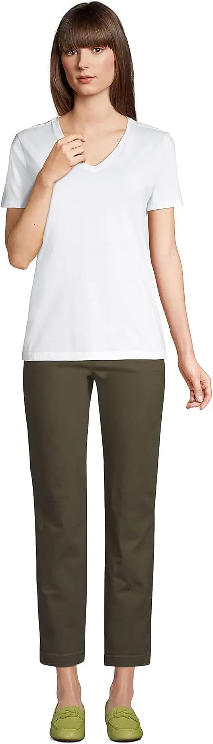 Lands' End Women's Relaxed American-Grown Supima Cotton V-Neck T-Shirt