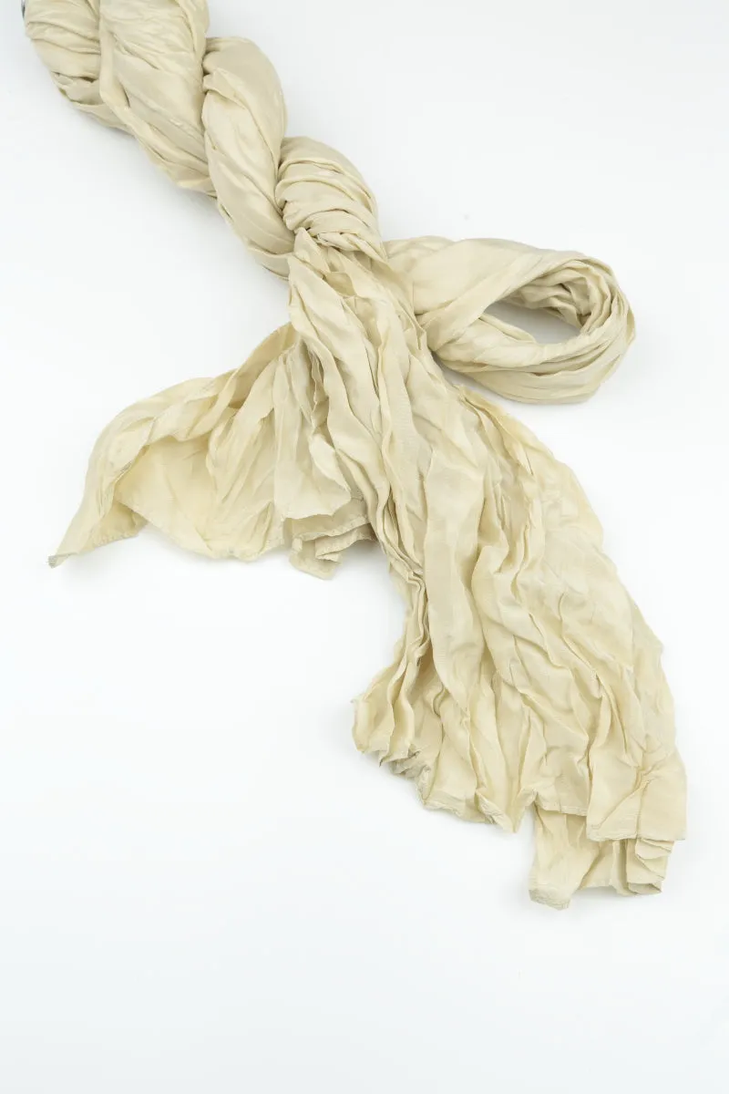 Laurel Green Crumpled Pure Silk Scarf