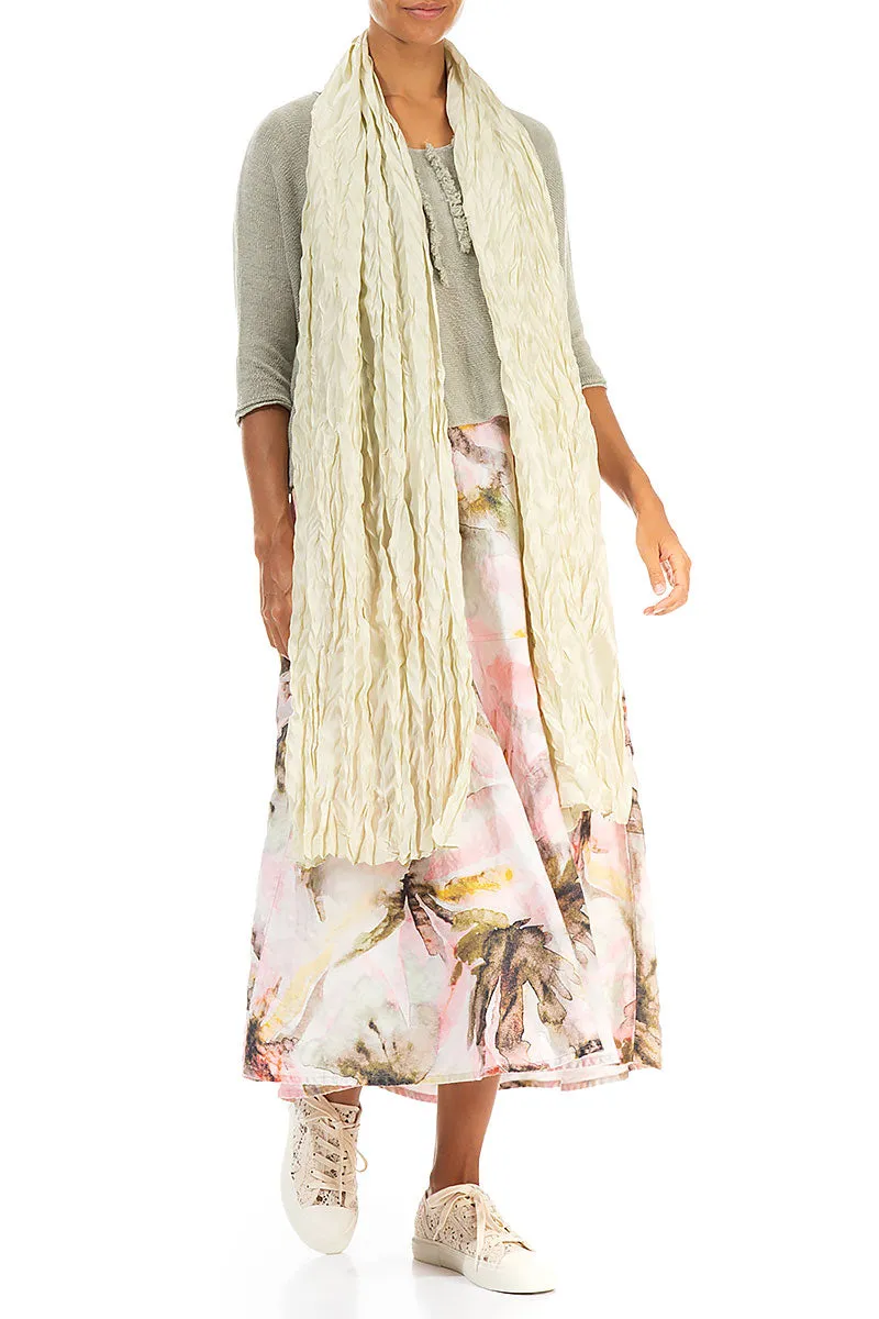Laurel Green Crumpled Pure Silk Scarf