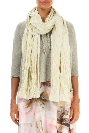 Laurel Green Crumpled Pure Silk Scarf