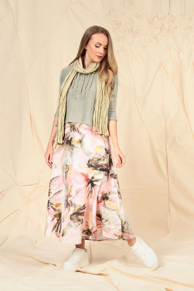 Laurel Green Crumpled Pure Silk Scarf