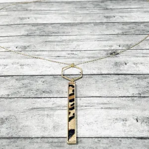 Leopard Long Bar Gold Pendant Necklace