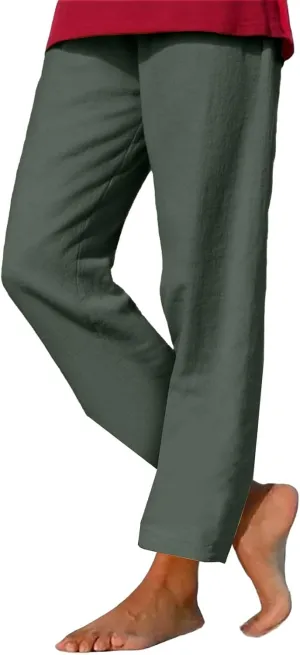 Linen Pants for Women Summer Lightweight Drawstring Waisted Casual Trousers Wide Leg Beach Lounge Pants with Pockets