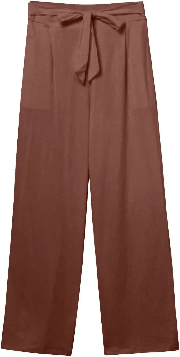Linen Pants Women Linen Pants Women Women's Cotton Linen Loose Fit Pants, Soft Elastic Waistband Yoga Lounge