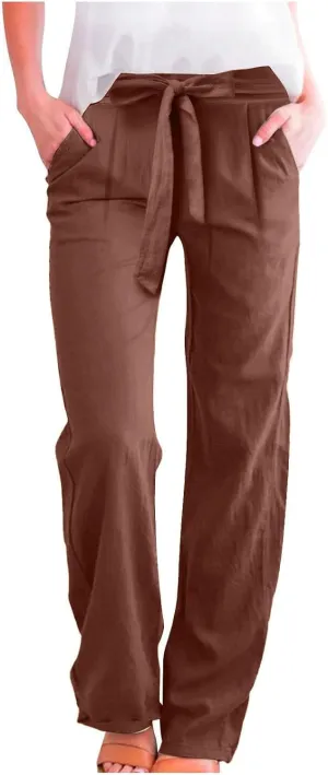 Linen Pants Women Linen Pants Women Women's Cotton Linen Loose Fit Pants, Soft Elastic Waistband Yoga Lounge