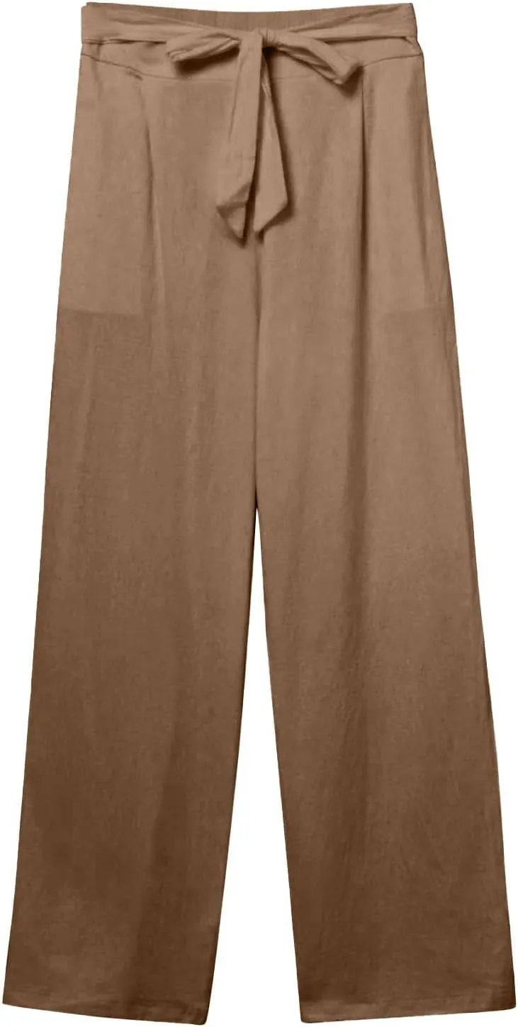Linen Pants Women Linen Pants Women Women's Cotton Linen Loose Fit Pants, Soft Elastic Waistband Yoga Lounge