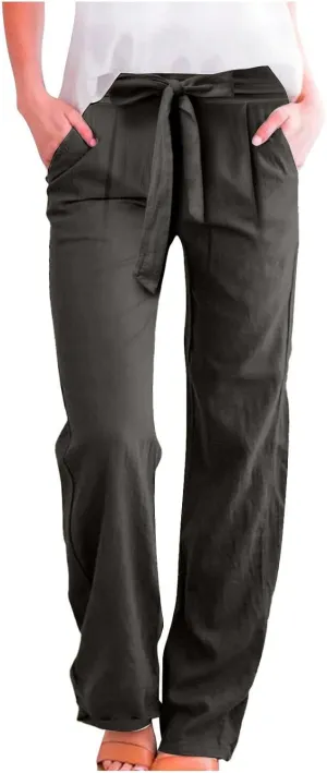 Linen Pants Women Linen Pants Women Women's Cotton Linen Loose Fit Pants, Soft Elastic Waistband Yoga Lounge