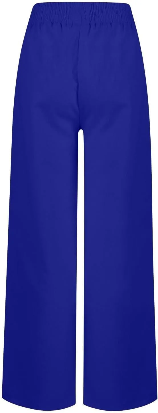 Linen Pants Women, Yoga Beach Wide Leg Palazzo Pants Tall High Waisted Pull On Stretch Waist Lounge Trousers Slacks