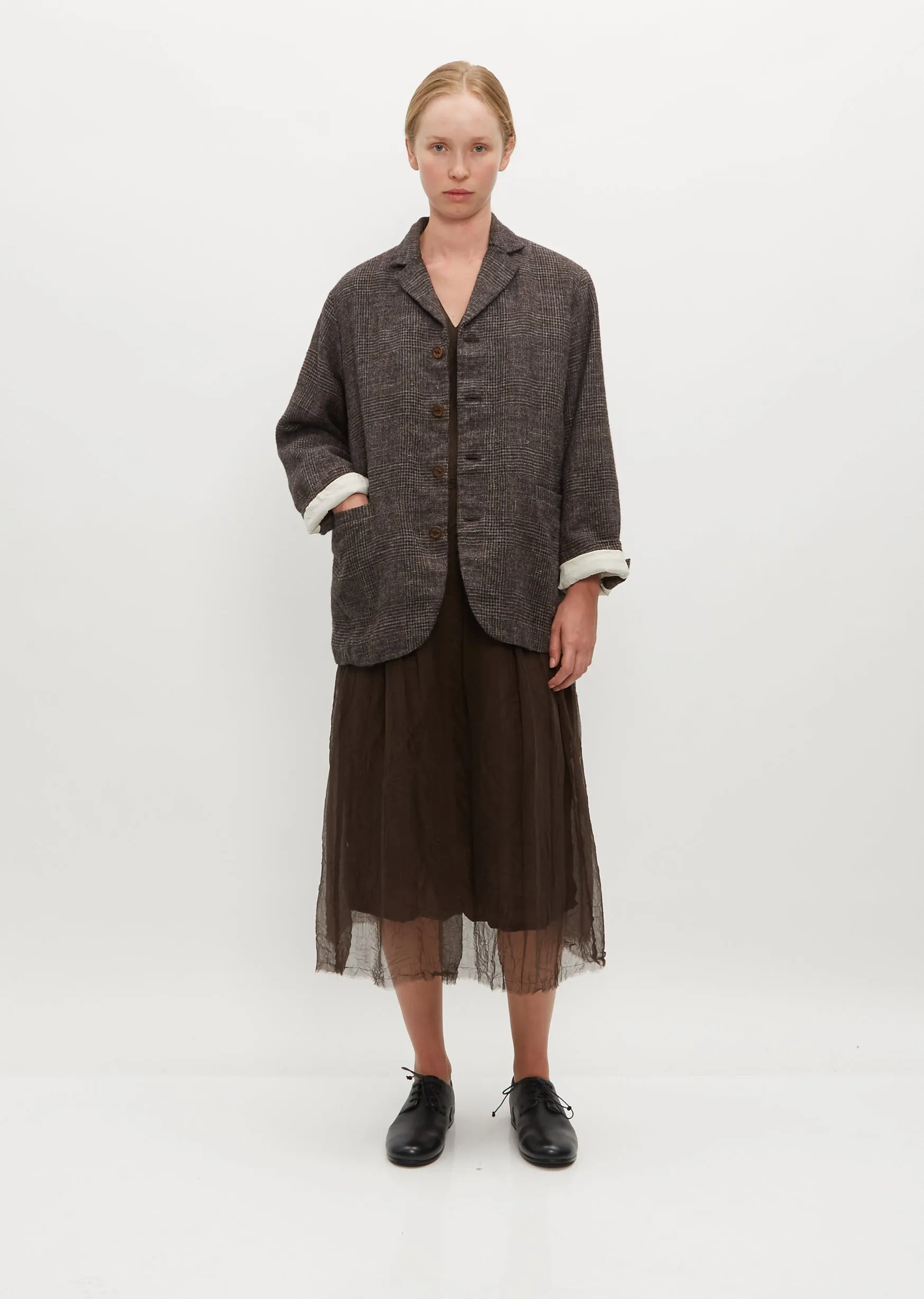 Linen Wool Glen Check Jacket