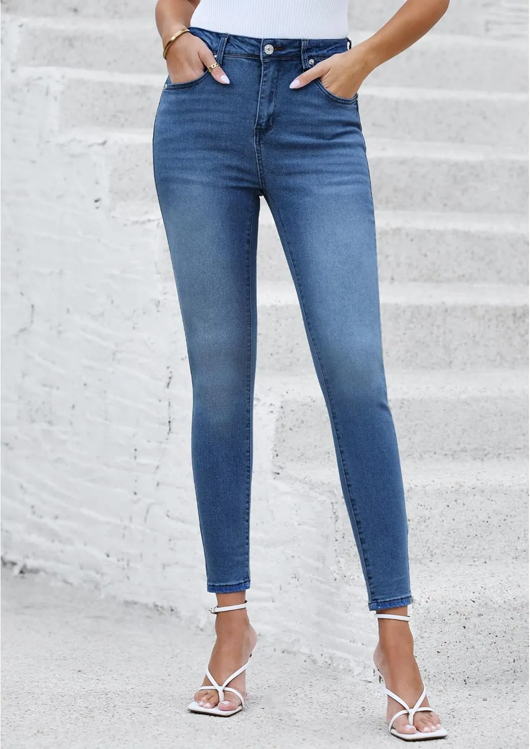 LookbookStore Skinny Jeans for Women Trendy High Waist Slim Fit Comfort Jeggings Jeans Stretchy Denim Pants Work Casual